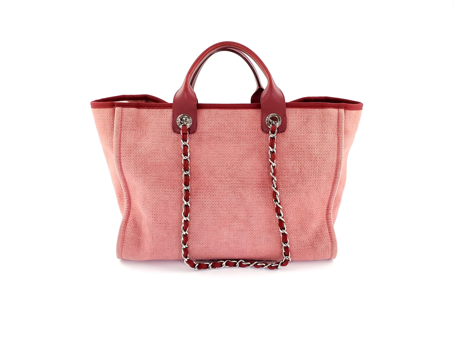 Chanel Deauville Large Red Pink 2012 Tote Bag - Rovelle Bags