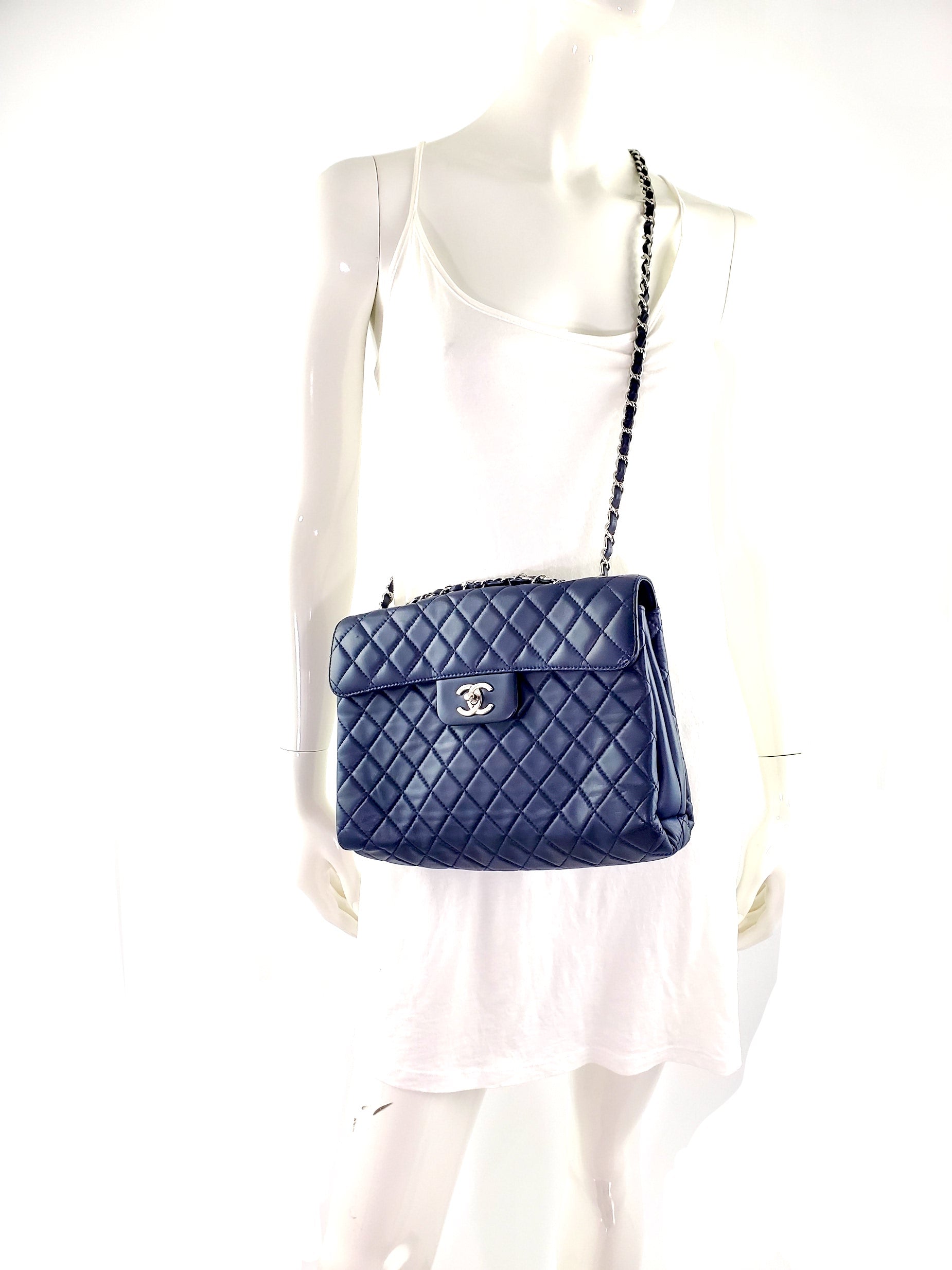 Chanel Navy Lambskin Single Flap Flap Bag - Rovelle Bags