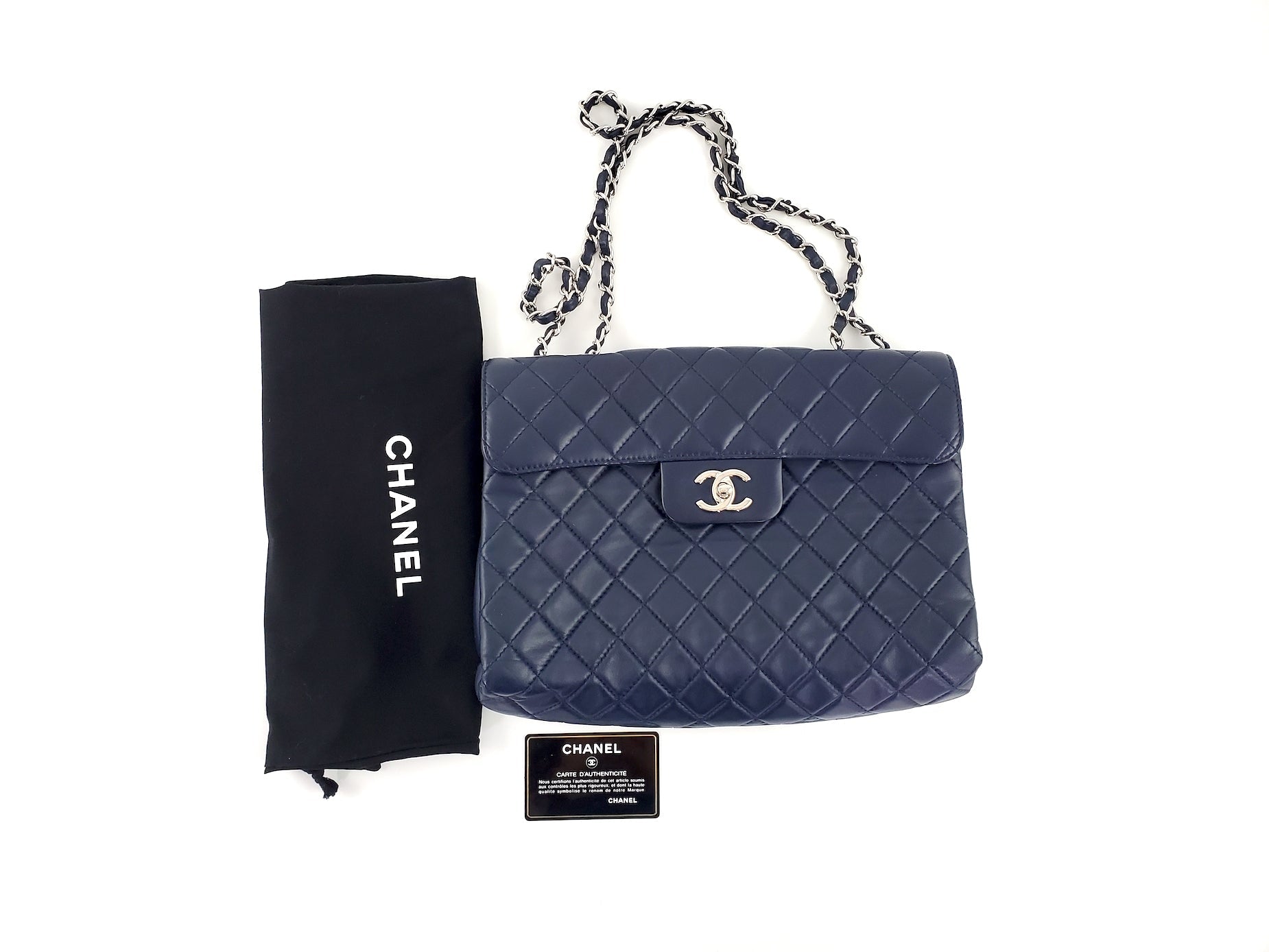 Chanel Navy Lambskin Single Flap Flap Bag - Rovelle Bags