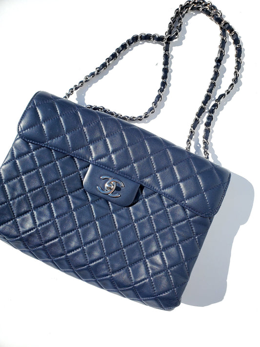 Chanel Navy Lambskin Single Flap Flap Bag - Rovelle Bags