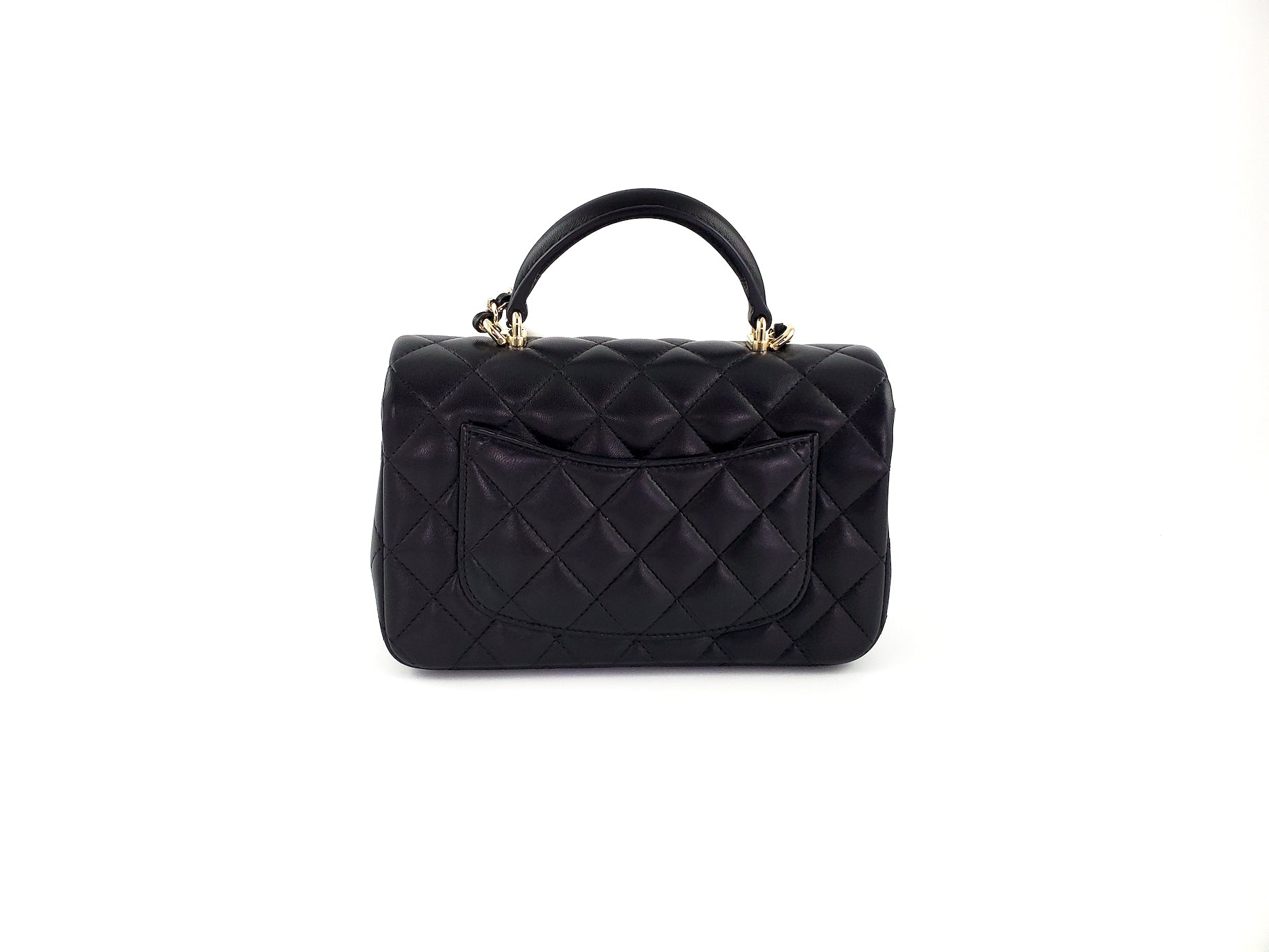 Chanel 22P Top Handle Black Rectangular Flap Bag - Rovelle Bags