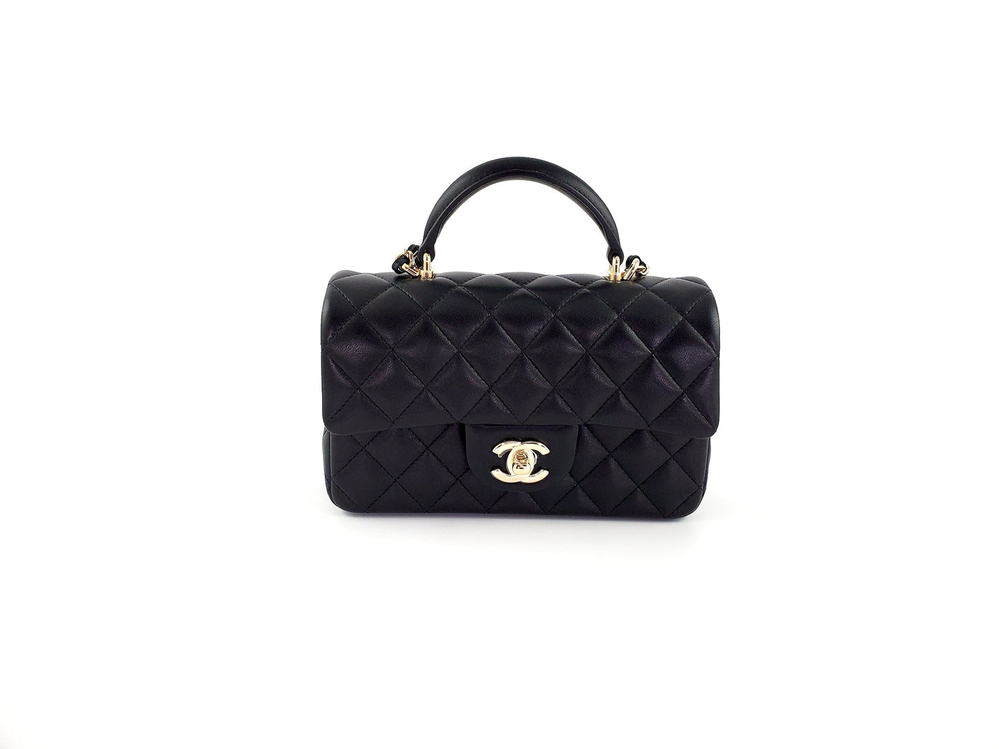 Chanel 22P Top Handle Black Rectangular Flap Bag - Rovelle Bags