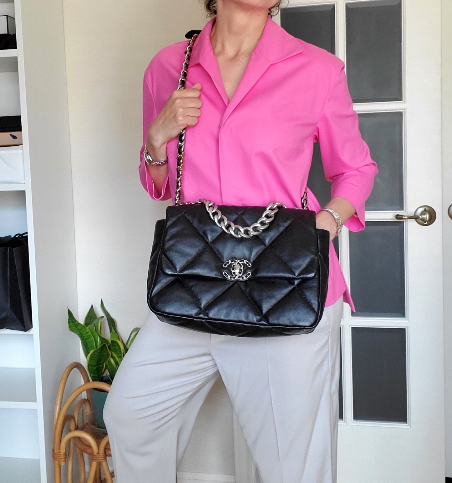 Chanel 19 22C Black Lambskin Quilted Flap Bag - Rovelle Bags