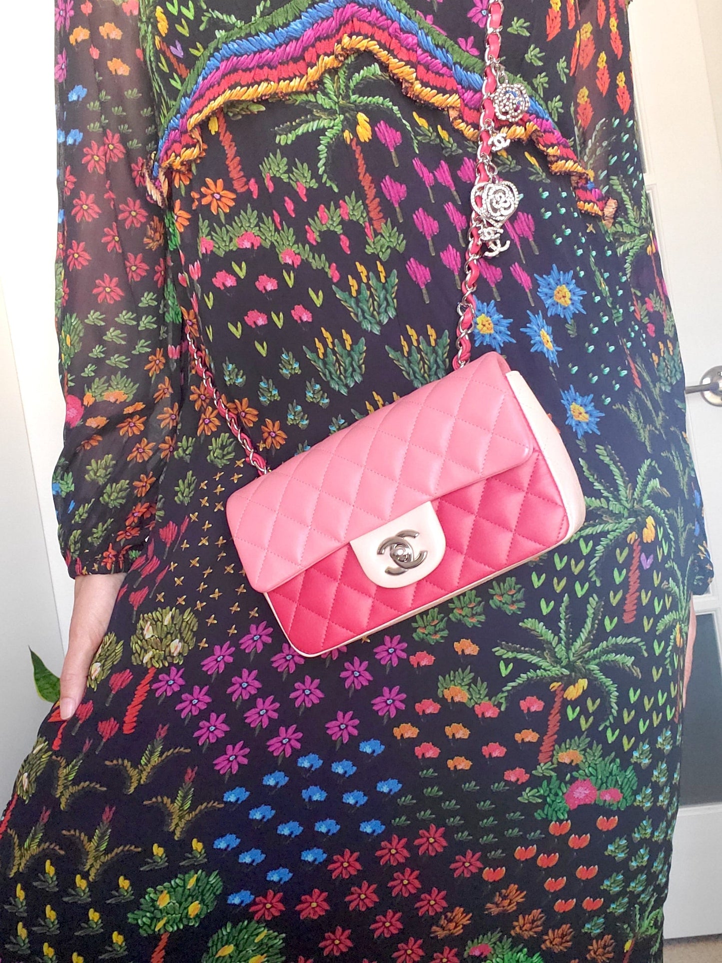 Chanel Rectangular Mini Valentine Charm Tri-color Flap Bag - Rovelle Bags
