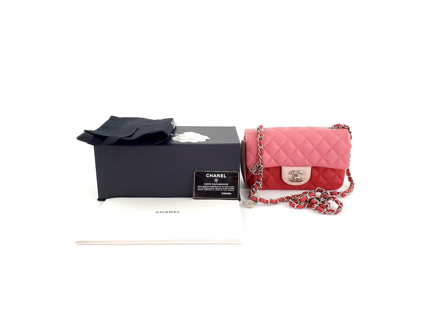 Chanel Rectangular Mini Valentine Charm Tri-color Flap Bag - Rovelle Bags