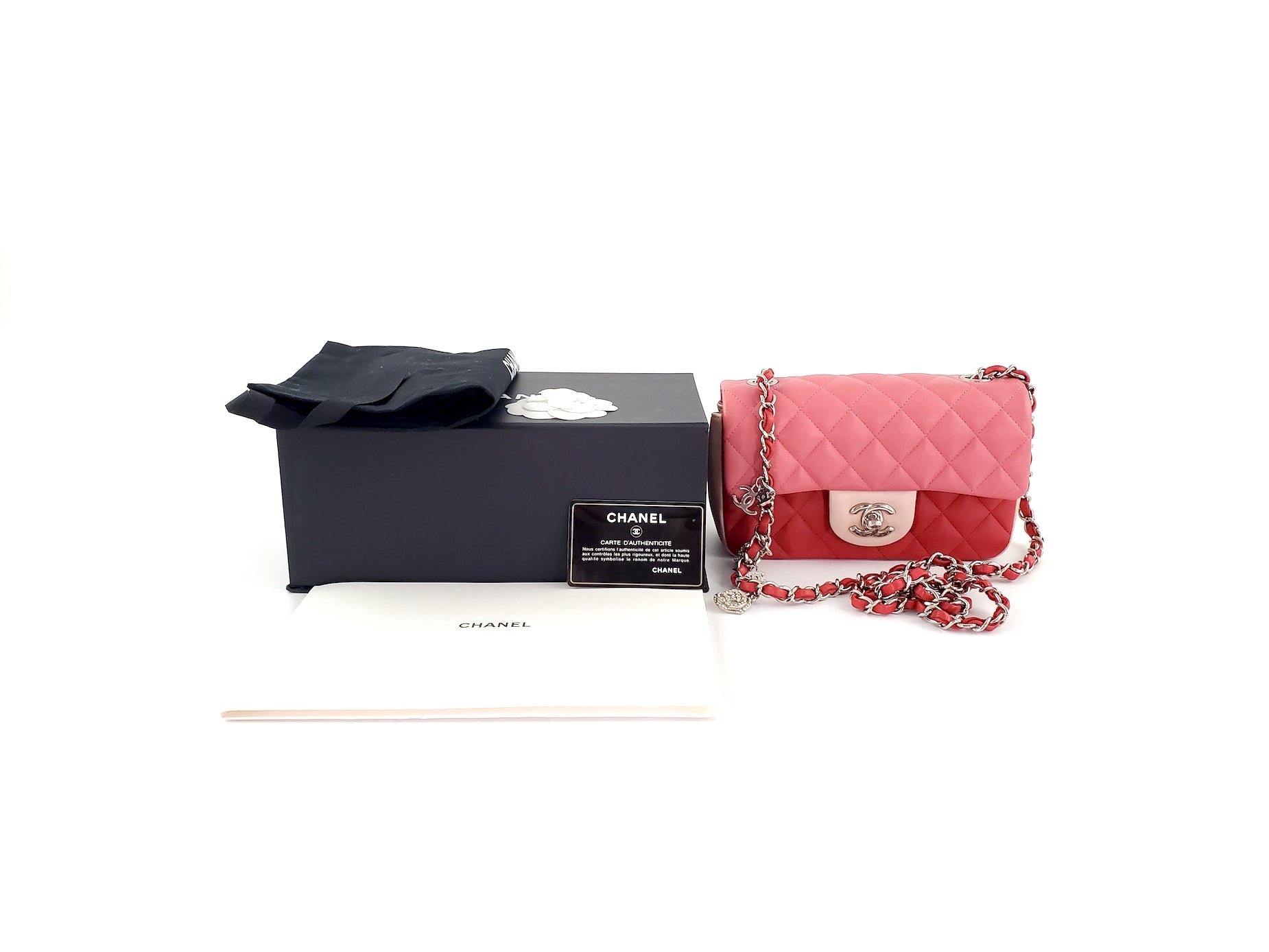 Chanel Rectangular Mini Valentine Charm Tri-color Flap Bag - Rovelle Bags