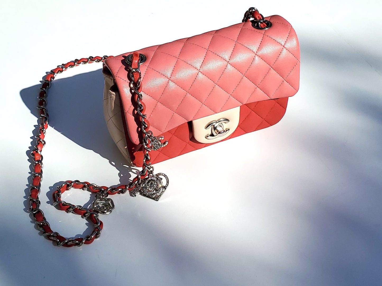Chanel Rectangular Mini Valentine Charm Tri-color Flap Bag - Rovelle Bags