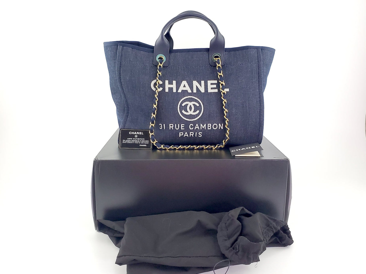 Chanel DEAUVILLE Blue Marine Tote Tote Bag - Rovelle Bags