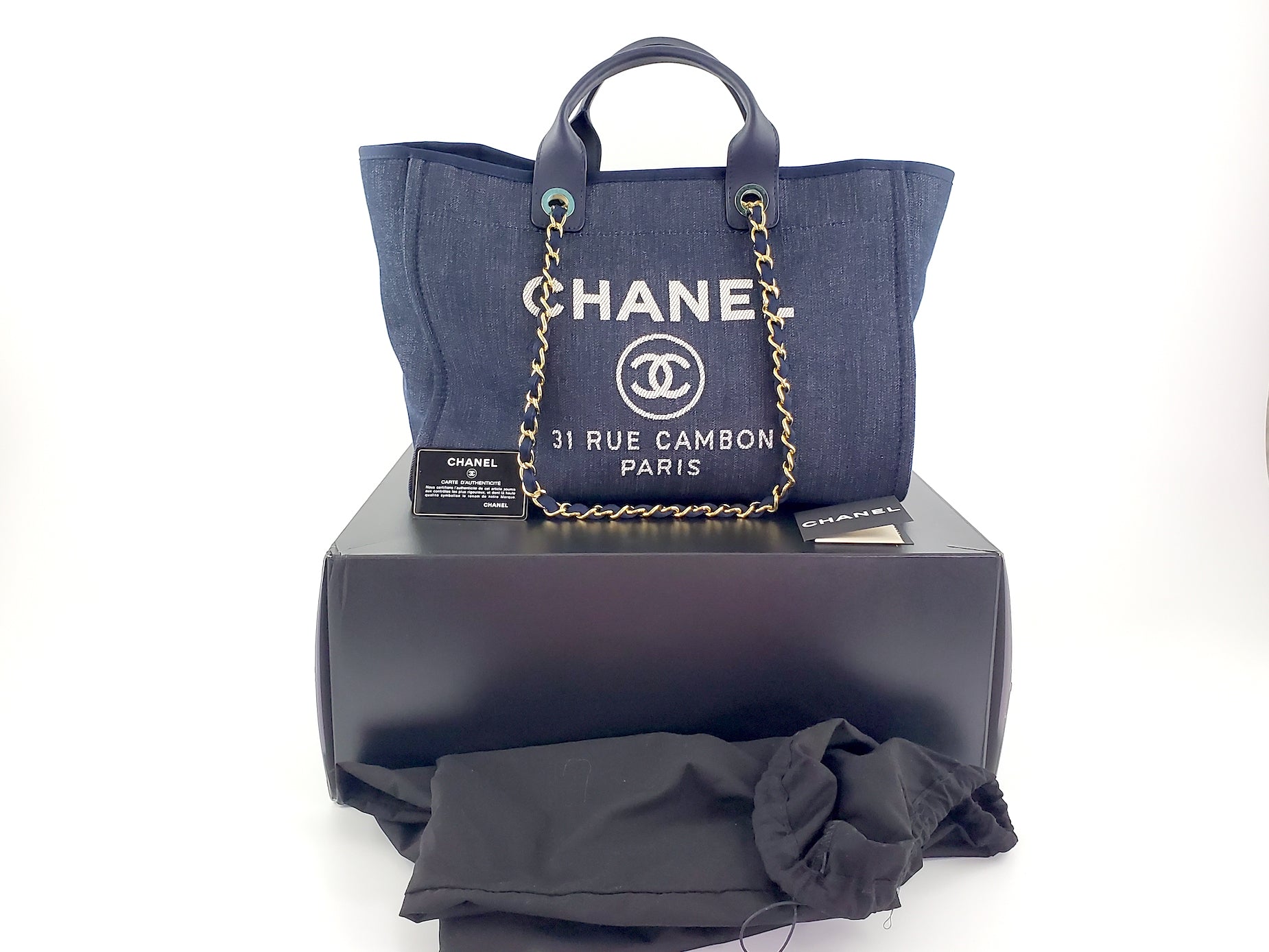 Chanel DEAUVILLE Blue Marine Tote Tote Bag - Rovelle Bags