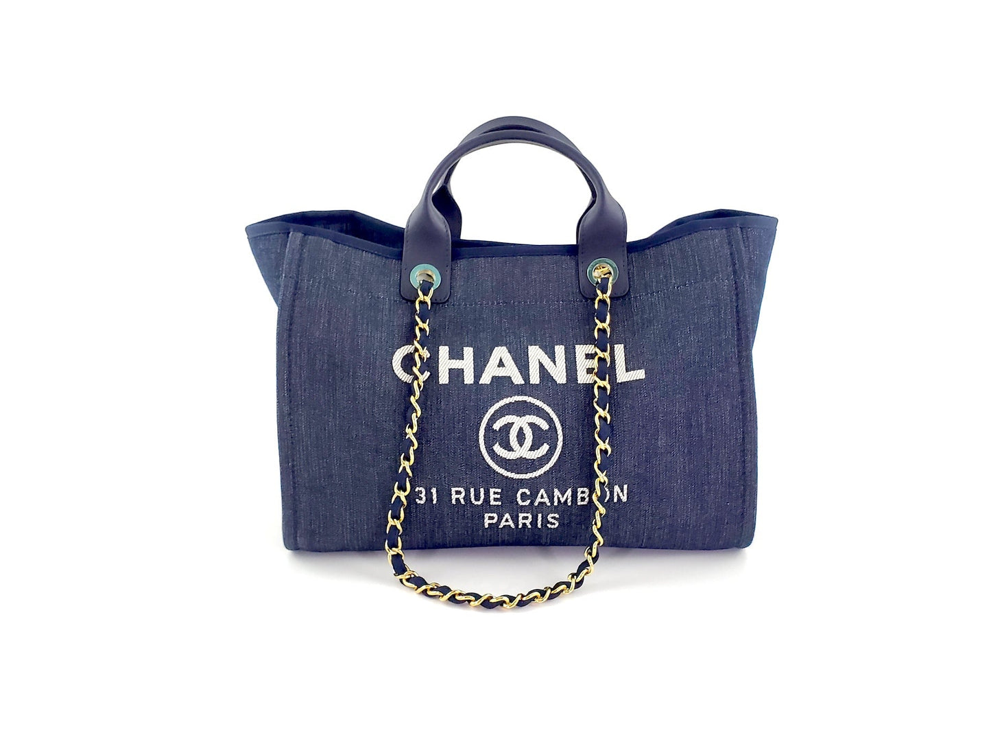 Chanel DEAUVILLE Blue Marine Tote Tote Bag - Rovelle Bags