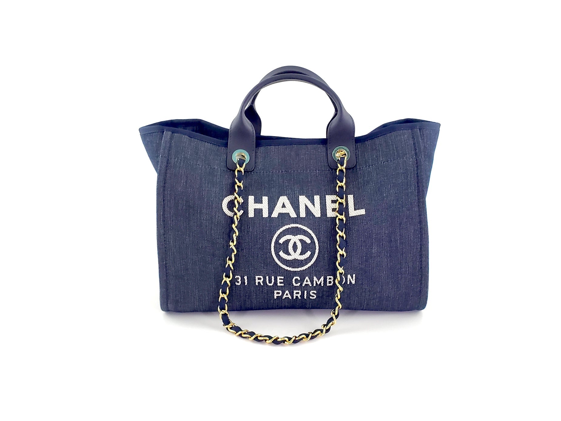 Chanel DEAUVILLE Blue Marine Tote Tote Bag - Rovelle Bags