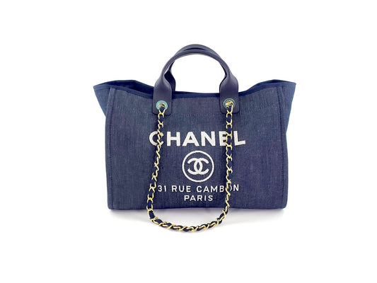 Chanel DEAUVILLE Blue Marine Tote Tote Bag - Rovelle Bags