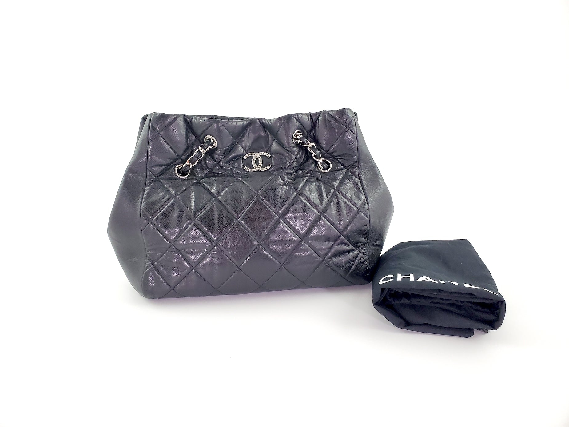 Chanel Black Brilliant Cells Quilted Leather Tote Bag - Rovelle Bags