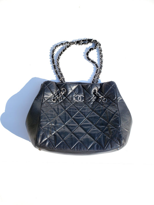 Chanel Black Brilliant Cells Quilted Leather Tote Bag - Rovelle Bags
