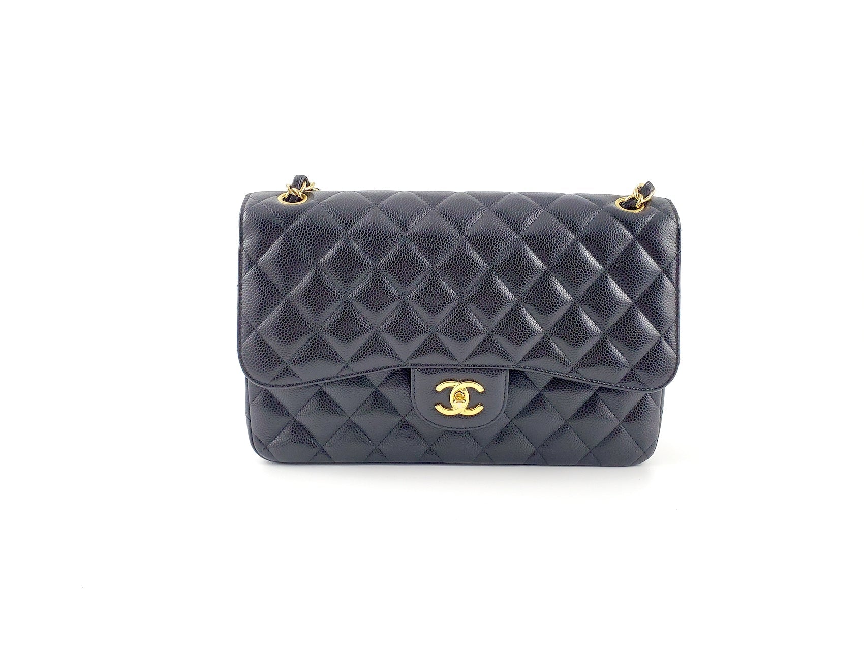Chanel Black Caviar Jumbo Classic Double Flap Bag - Rovelle Bags