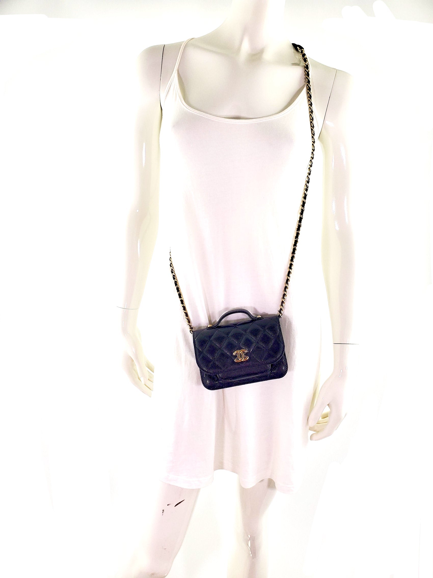 Chanel New CHANEL Black Caviar Mini Crossbody Bag - Rovelle Bags