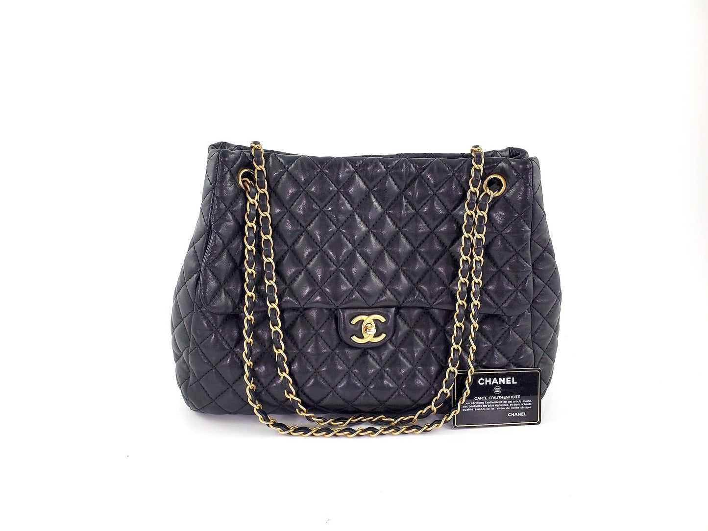 Chanel Black Large Fluffy CC Shopping Tote Bag - Rovelle Bags