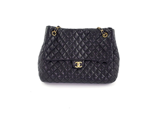 Chanel Black Large Fluffy CC Shopping Tote Bag - Rovelle Bags
