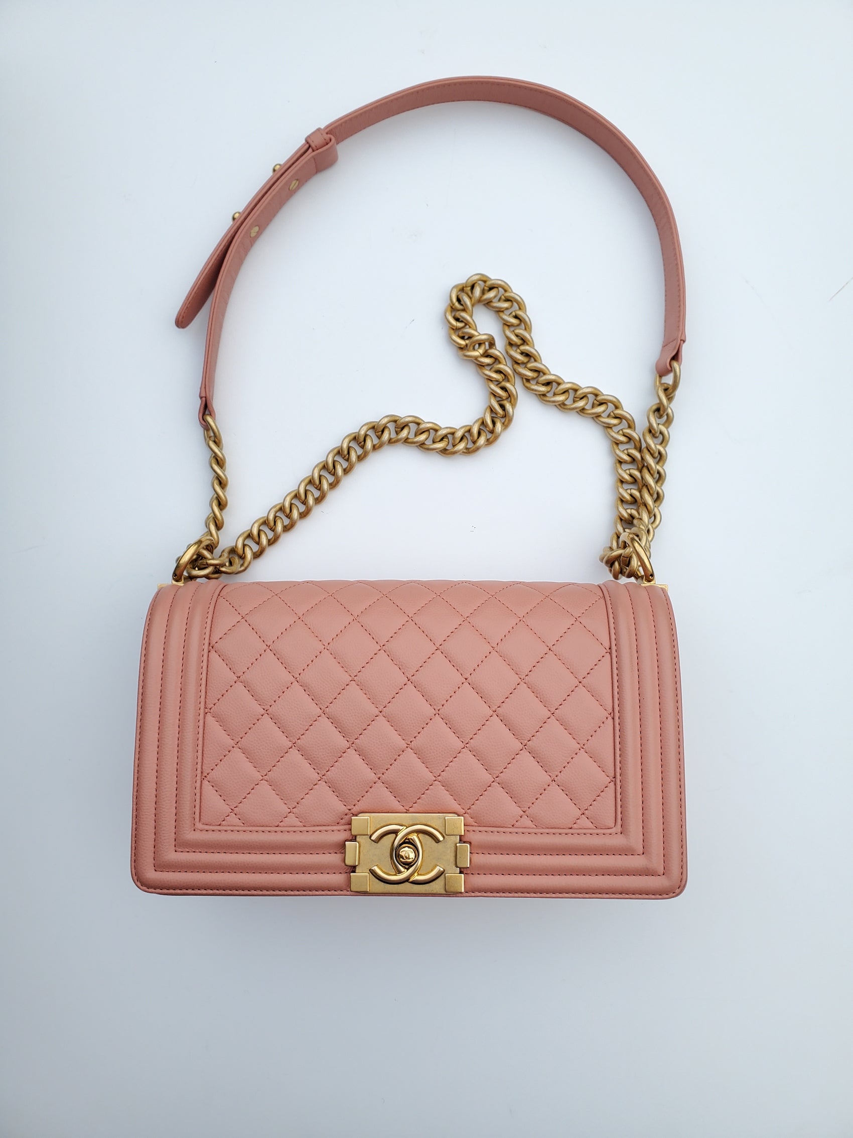 Chanel Quilted Pink Caviar Boy Old Flap Bag - Rovelle Bags