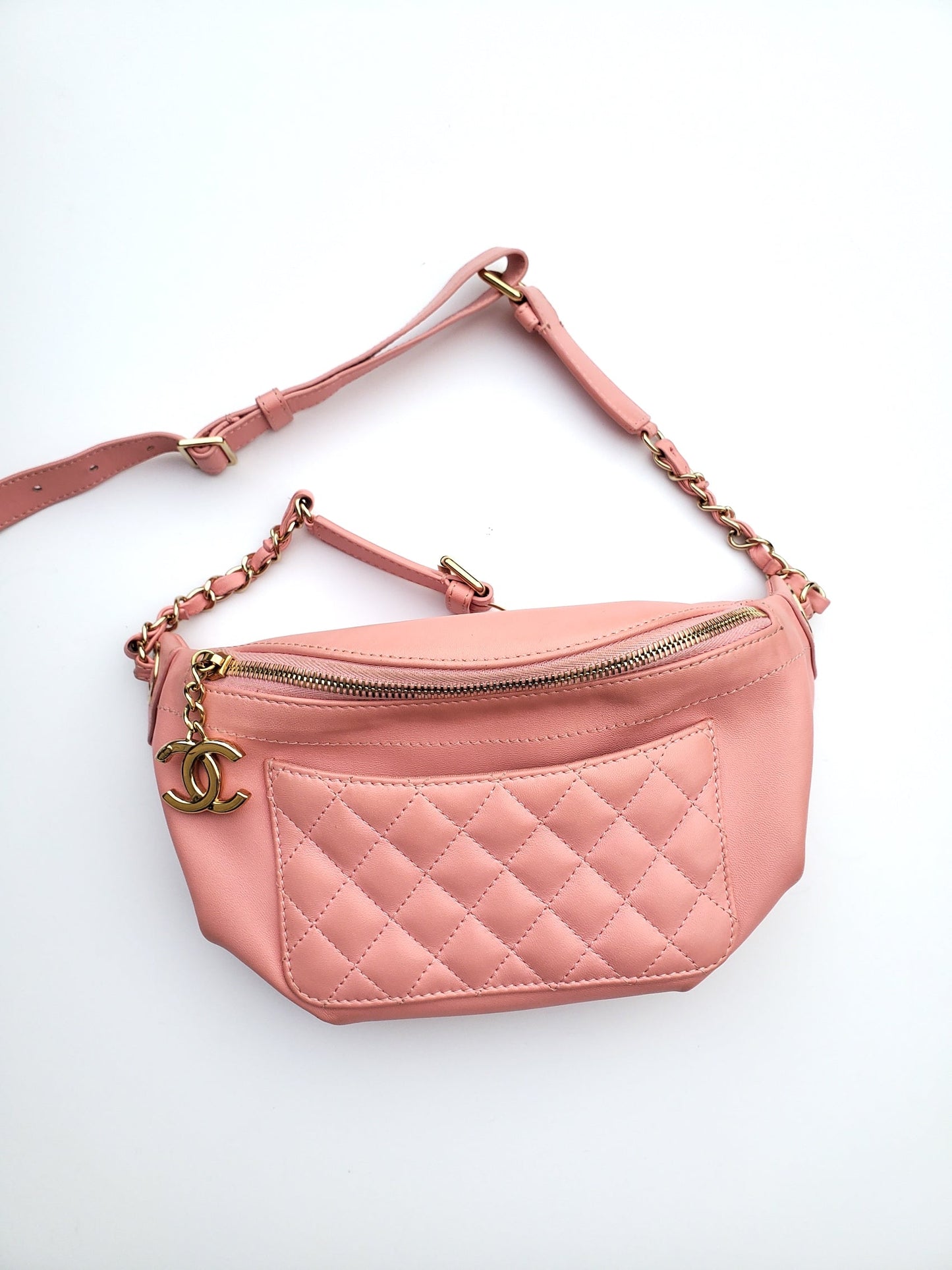 Chanel Pink Leather CC Quilted Bi Handbag - Rovelle Bags