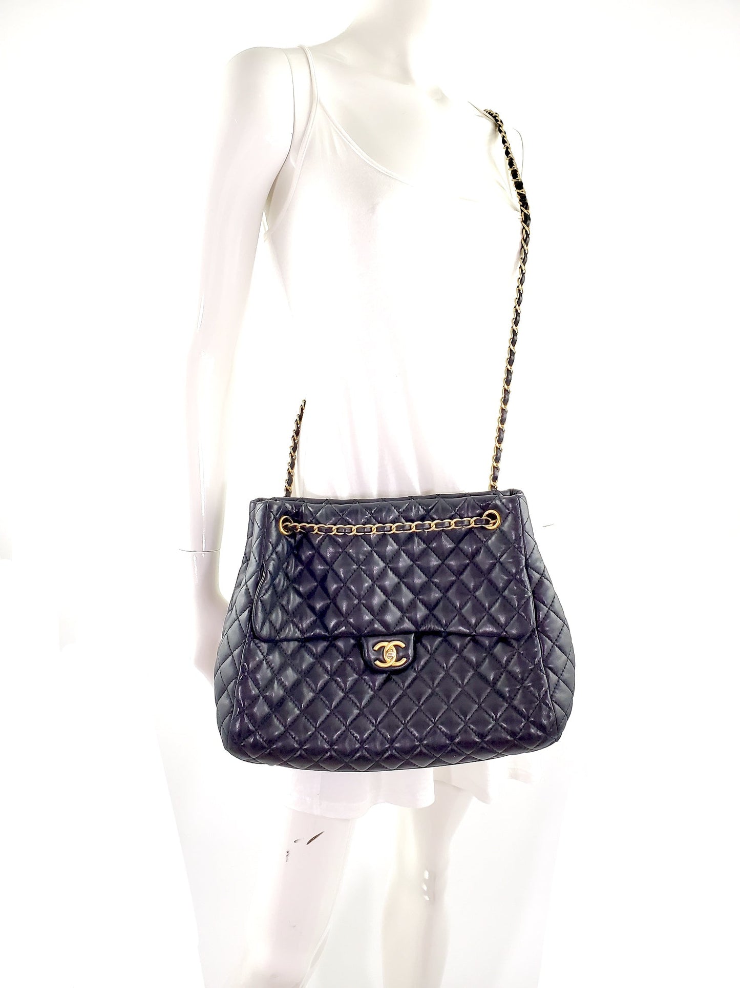 Chanel Black Large Fluffy CC Shopping Tote Bag - Rovelle Bags