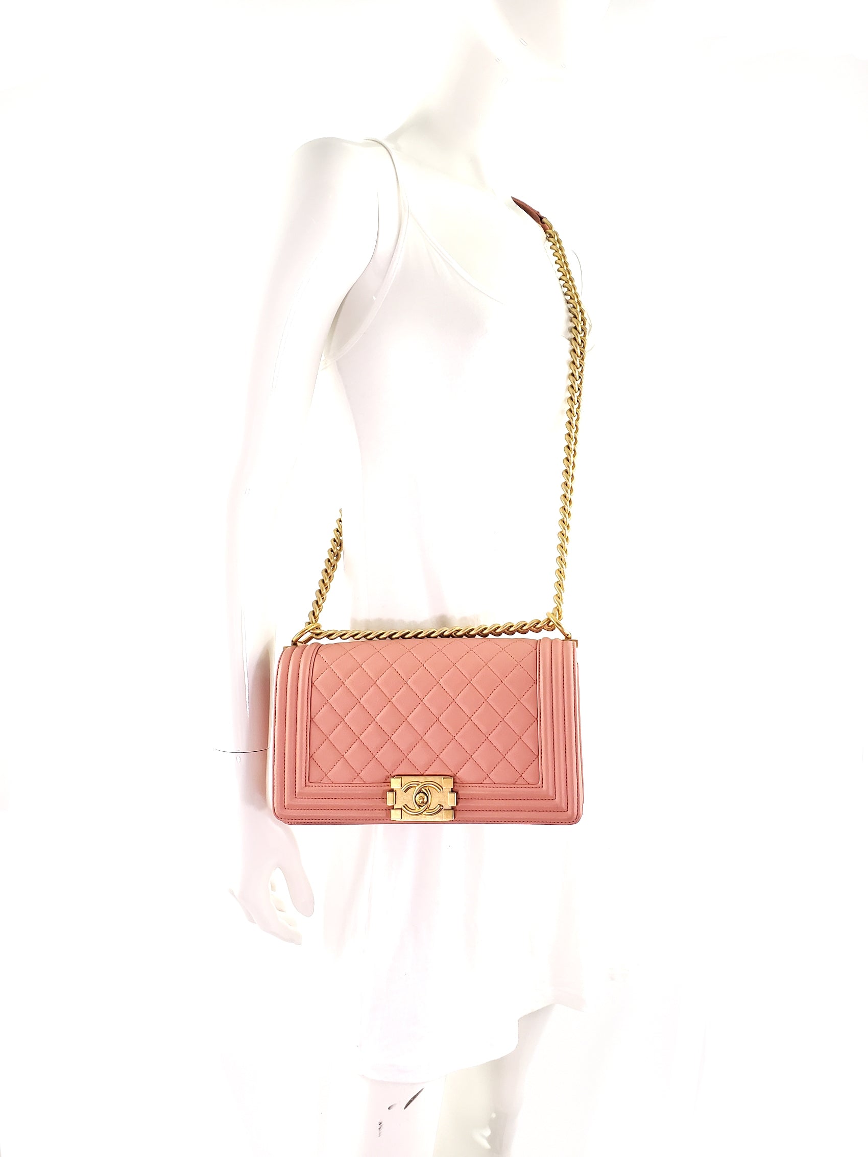 Chanel Quilted Pink Caviar Boy Old Flap Bag - Rovelle Bags