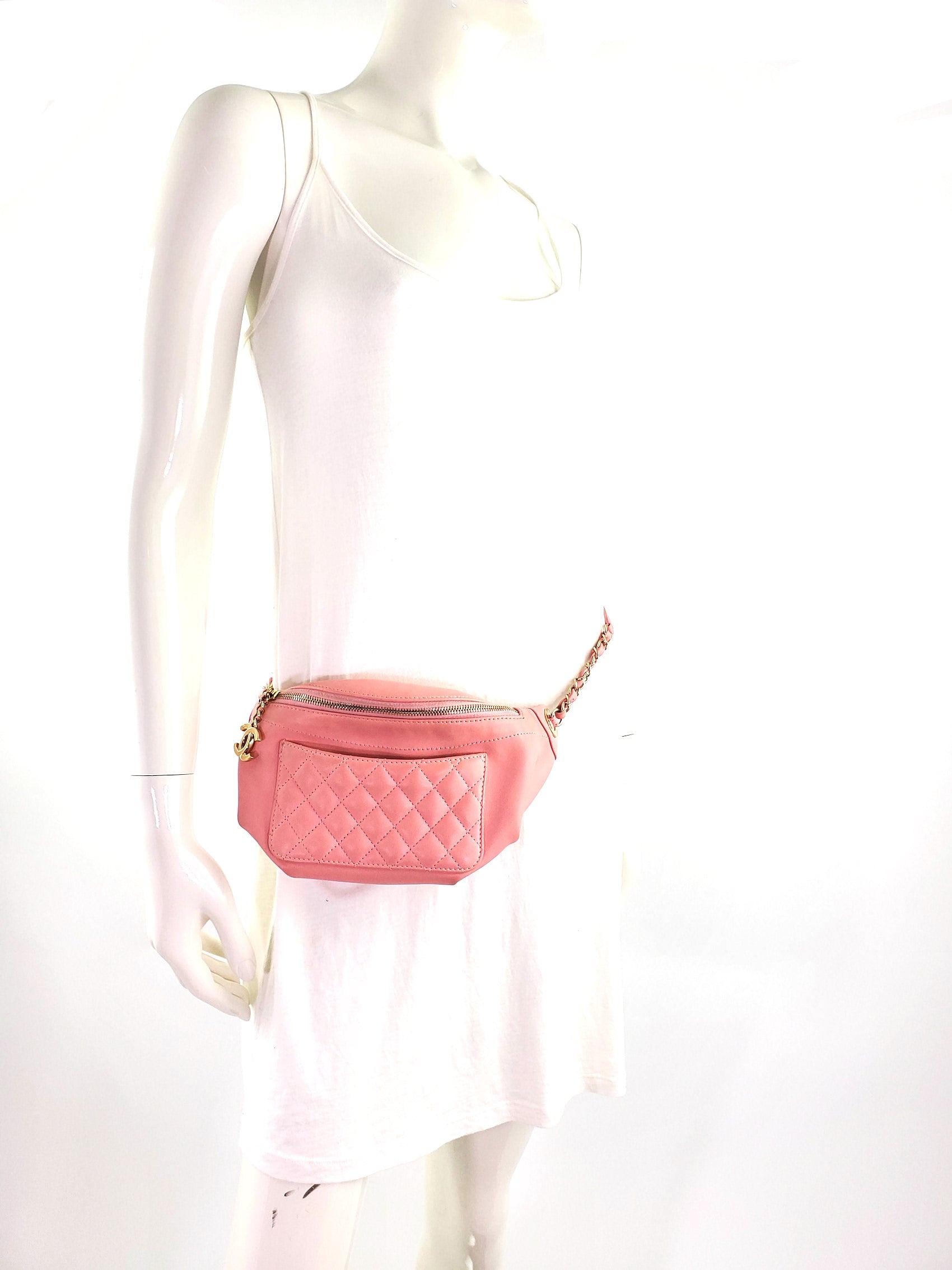 Chanel Pink Leather CC Quilted Bi Handbag - Rovelle Bags