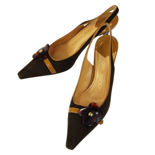 Louis Vuitton 2004 * Brown Suede Shoes Mules #36 1/2