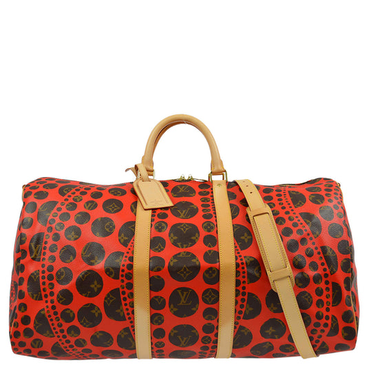 Louis Vuitton * 2012 x Kusama Yayoi Monogram Pumpkin Dot Keepall Bandouliere 55 M40695