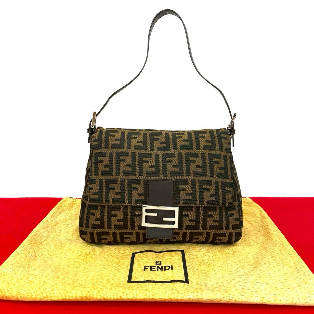 FENDI Shoulder Bag canvas Brown Mamma Bucket