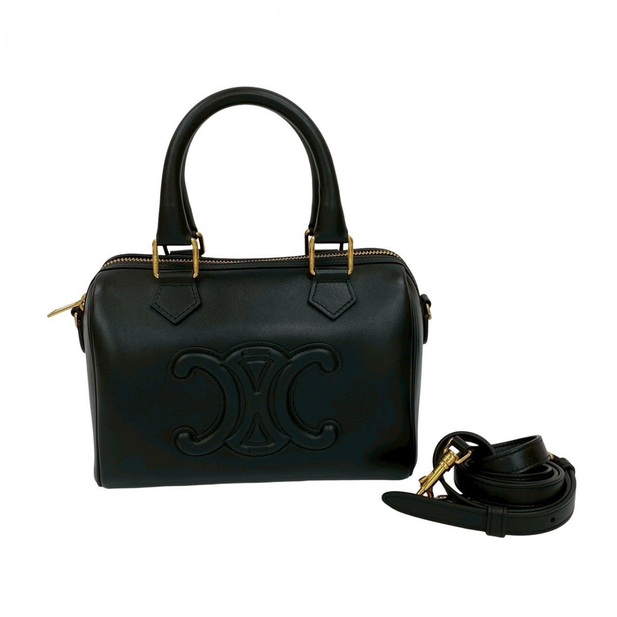 CELINE Shoulder Bag leather black Cuir Triomphe