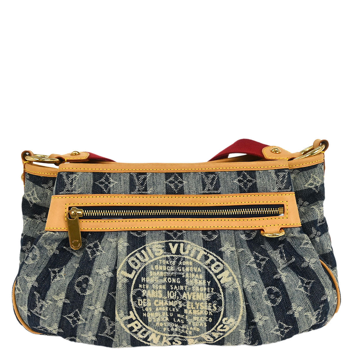Louis Vuitton 2006 Blue Denim Porte Epol Raye MM Shoulder Bag M95334
