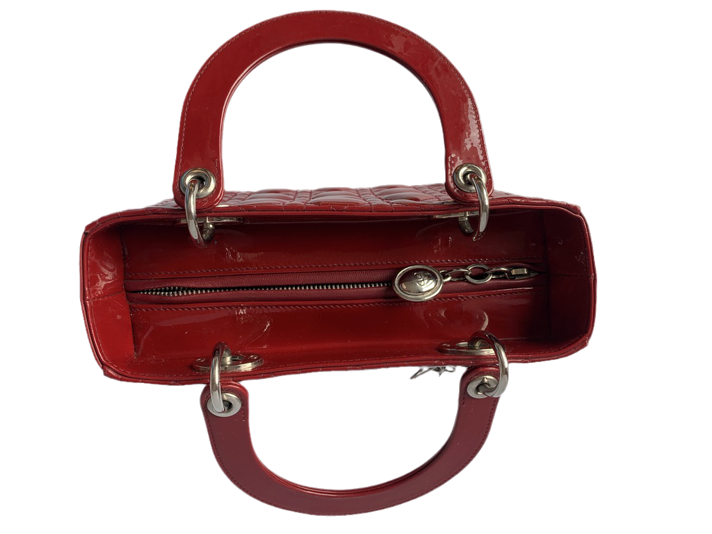 Lady Dior Medium Bag Red Patent Leather