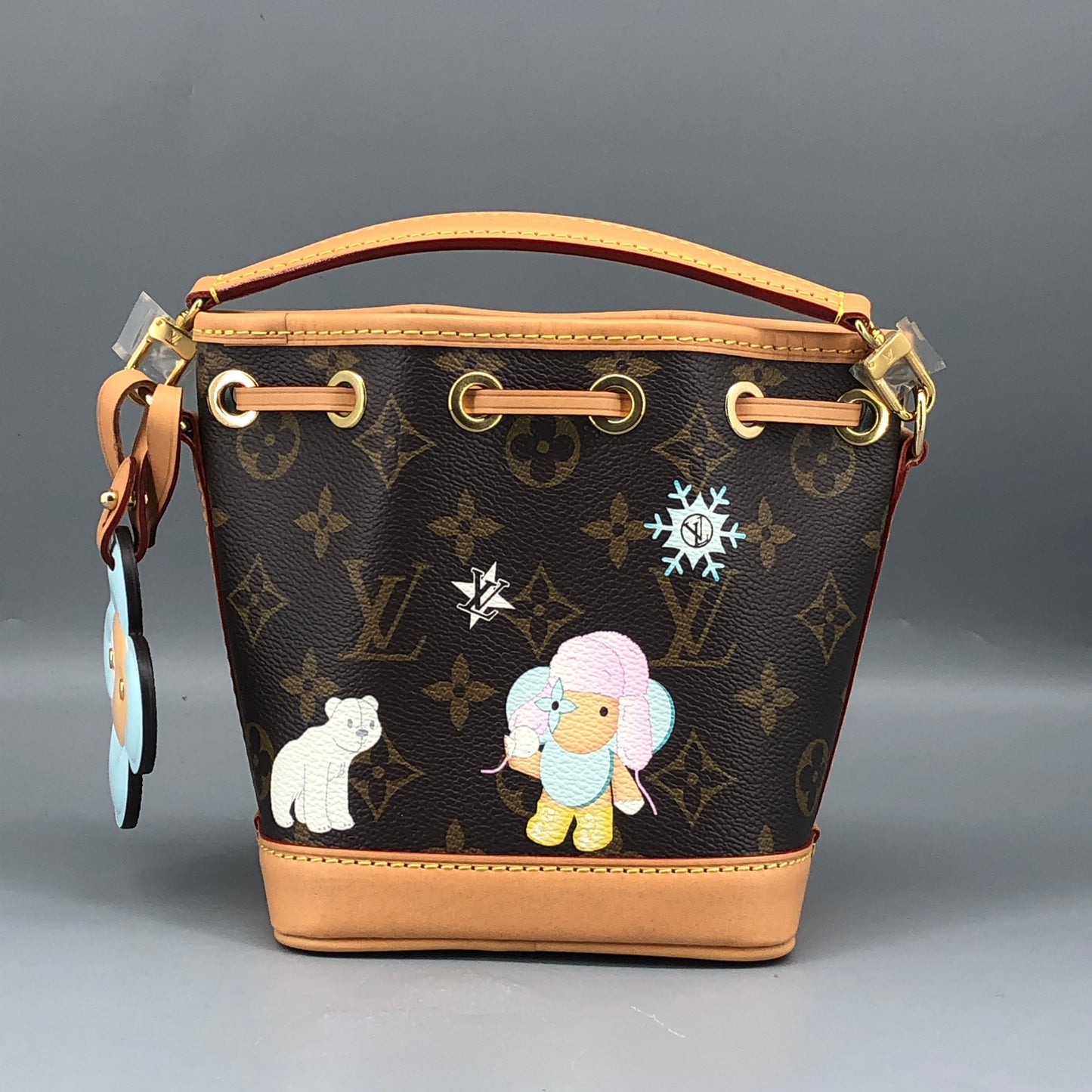 Louis Vuitton Nano Noé Limited Edition Vivienne Xmas Bucket Bag Brown
