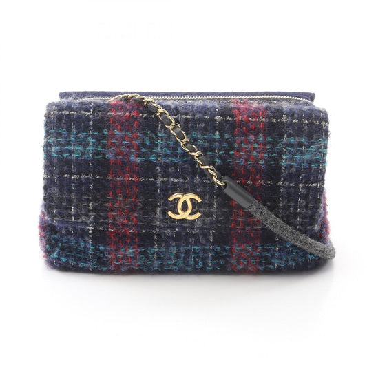 Chanel W Flap Leather Fabric Shoulder Bag