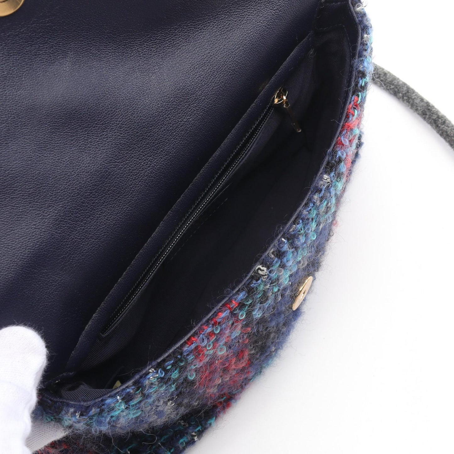 Chanel W Flap Leather Fabric Shoulder Bag