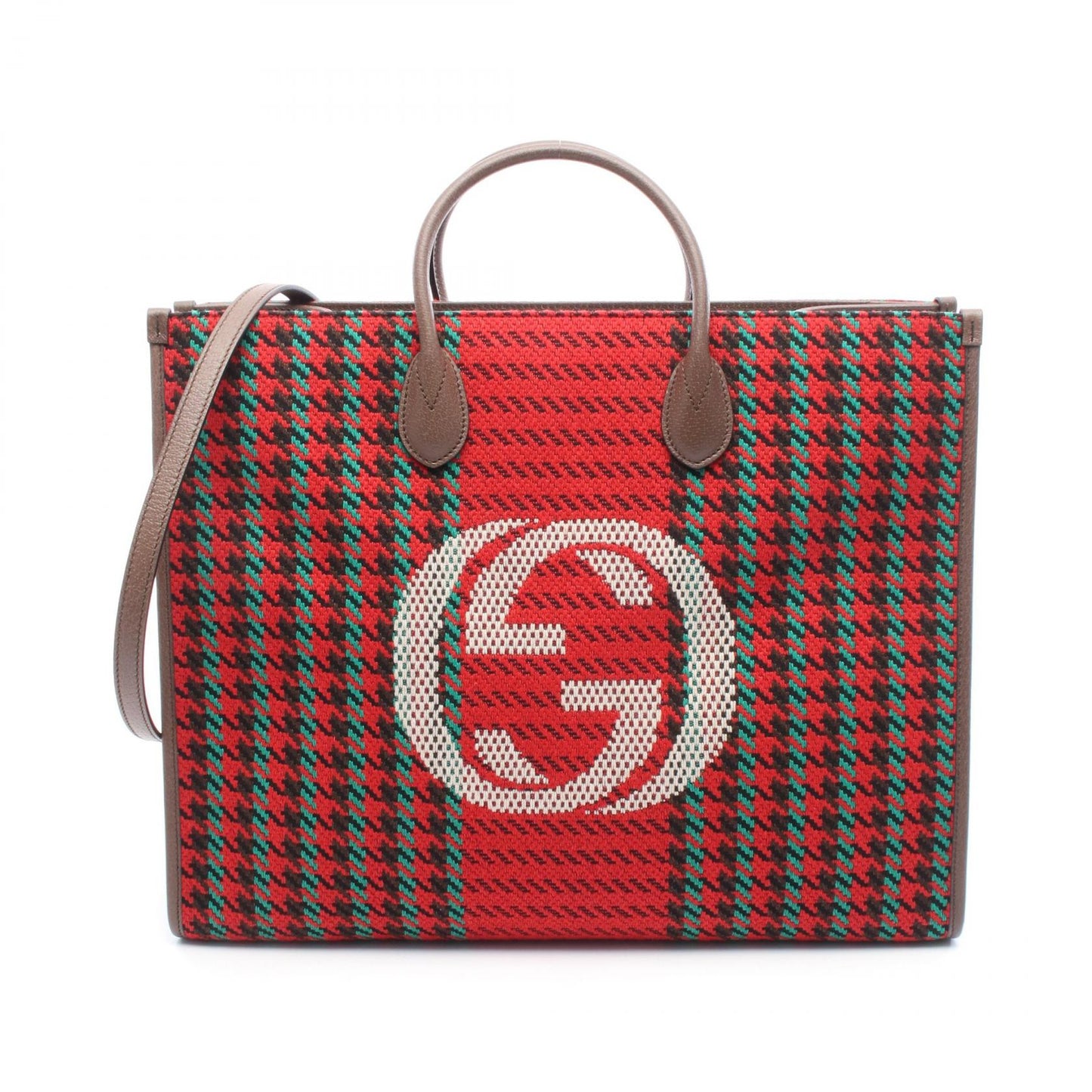 Gucci Interlocking G Fabric Leather Tote Bag