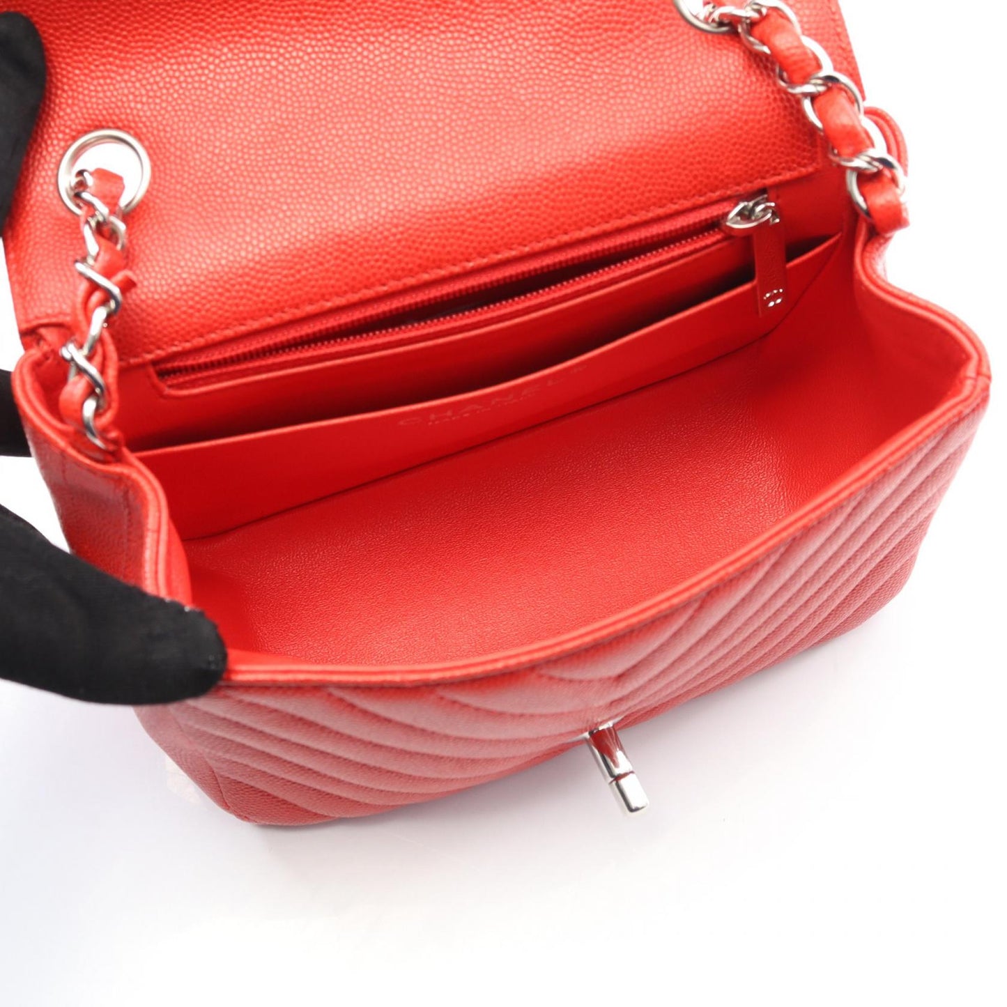 Chanel Chevron V Stitch Caviar Skin Shoulder Bag