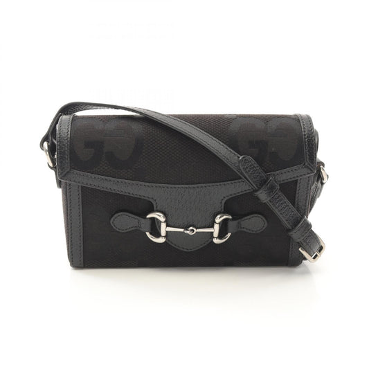 Gucci Horsebit 1955 Jumbo GG Canvas Leather Shoulder Bag