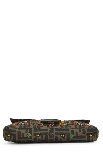 Fendi, Brown Zucca Canvas Embellished Baguette, Green