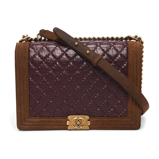 Chanel Burgundy Quilted Aged Calfskin Large Handbag - Rovelle Bags