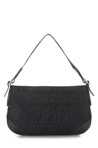 Fendi, Black Nylon Zucca Shoulder Bag, Black