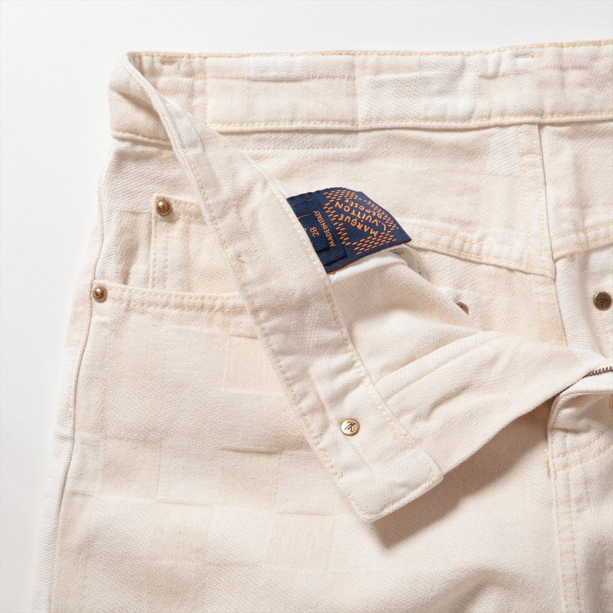Louis Vuitton 24AW Cotton Denim Pants 28 Ivory RM242MM Damiedenim Skating Pants