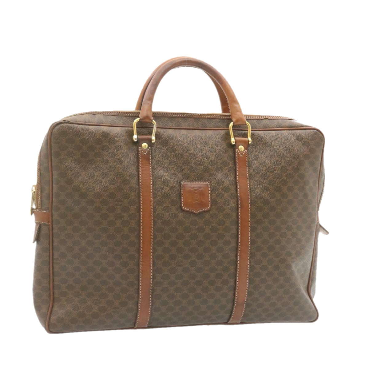Luxury CELINE Macadam Canvas Hand Bag PVC Leather Brown 22577