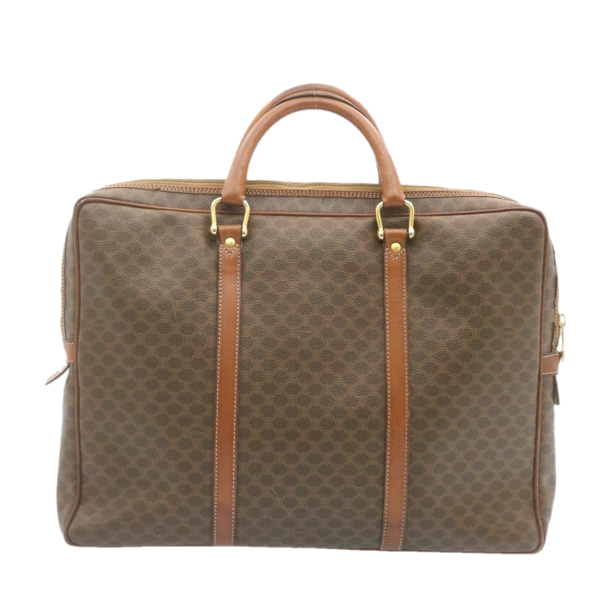 Luxury CELINE Macadam Canvas Hand Bag PVC Leather Brown 22577