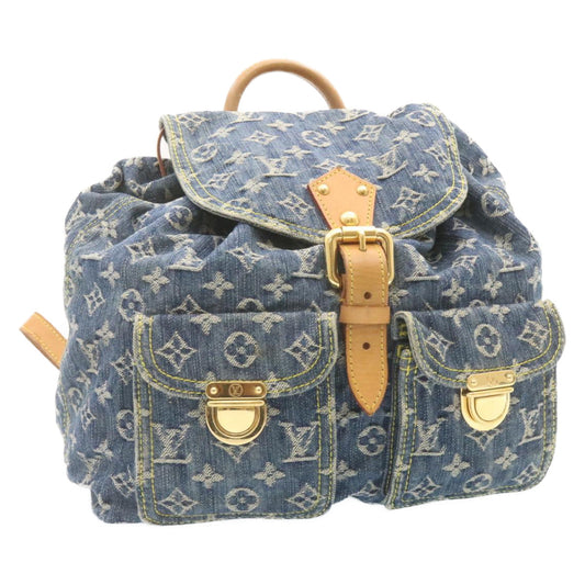 LOUIS VUITTON Monogram Denim Sac A Dos GM Backpack Blue M95056 LV 23330A