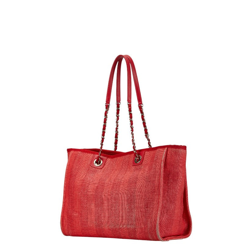Chanel Deauville Canvas Leather Tote Bag