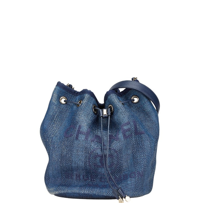 Chanel Deauville Straw Leather Shoulder Bag