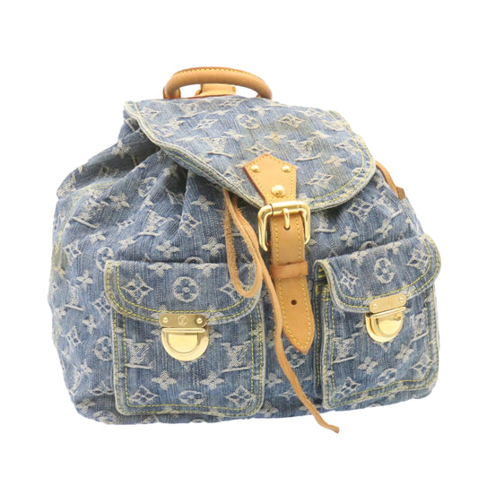 LOUIS VUITTON Monogram Denim Sac a Dos GM Backpack Blue M95056 LV 23405