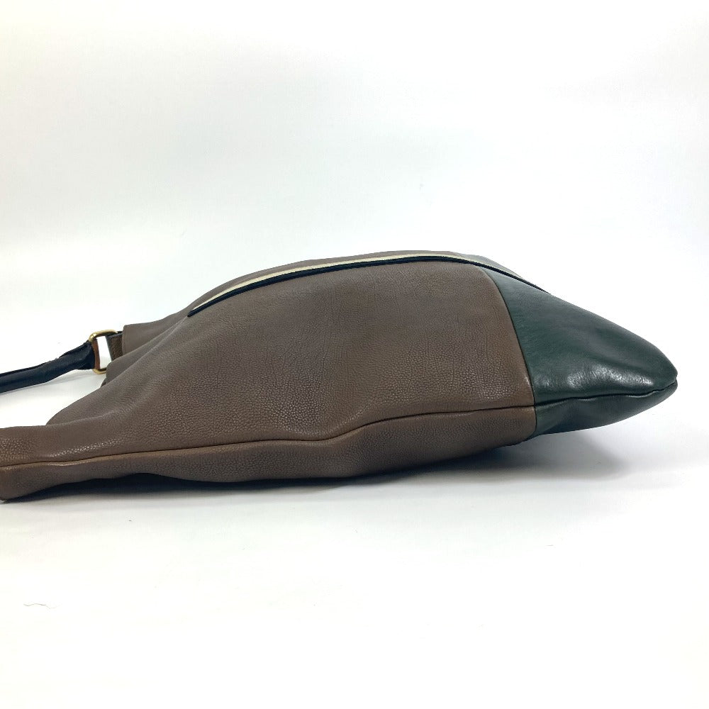 CELINE Shoulder Bag leather Brown bicolor stripes Tote Bag Women Secondhand